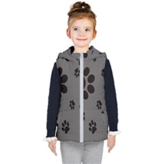 Dog Foodprint Paw Prints Seamless Background And Pattern Kids  Hooded Puffer Vest by Ket1n9