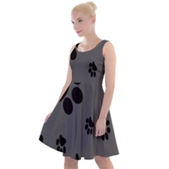 Dog Foodprint Paw Prints Seamless Background And Pattern Knee Length Skater Dress