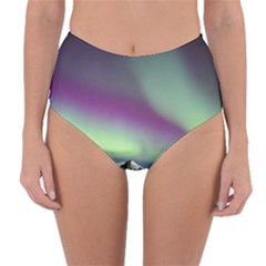 Aurora Stars Sky Mountains Snow Aurora Borealis Reversible High-waist Bikini Bottoms by Ket1n9