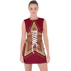 Christmas Star Seamless Pattern Lace Up Front Bodycon Dress by Ket1n9