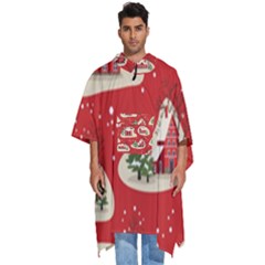 Christmas New Year Seamless Pattern Men s Hooded Rain Ponchos by Ket1n9