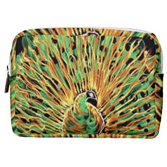 Unusual Peacock Drawn With Flame Lines Make Up Pouch (medium) by Ket1n9