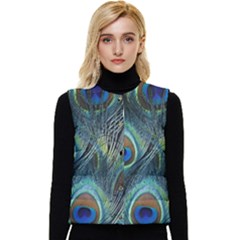 Feathers Art Peacock Sheets Patterns Women s Button Up Puffer Vest by Ket1n9