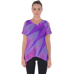 Purple Star Sun Sunshine Fractal Cut Out Side Drop T-shirt