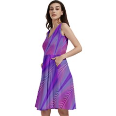 Purple Star Sun Sunshine Fractal Sleeveless V-neck Skater Dress With Pockets by Ket1n9