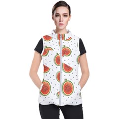 Seamless Background Pattern-with-watermelon Slices Women s Puffer Vest by Ket1n9