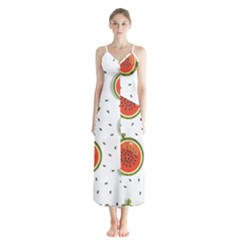 Seamless Background Pattern-with-watermelon Slices Button Up Chiffon Maxi Dress by Ket1n9
