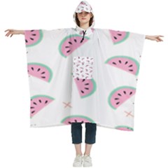 Watermelon Wallpapers  Creative Illustration And Patterns Women s Hooded Rain Ponchos by Ket1n9