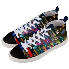 Abstract Vibrant Colour Cityscape Men s Mid-top Canvas Sneakers by Ket1n9