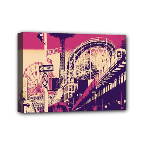 Pink City Retro Vintage Futurism Art Mini Canvas 7  X 5  (stretched) by Ket1n9