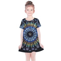 Stained Glass Rose Window In France s Strasbourg Cathedral Kids  Simple Cotton Dress by Ket1n9