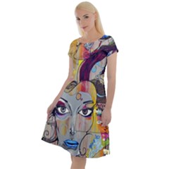 Graffiti Mural Street Art Painting Classic Short Sleeve Dress by Ket1n9