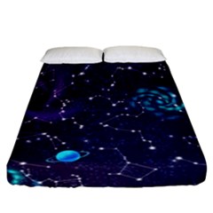 Realistic Night Sky Poster With Constellations Fitted Sheet (california King Size) by Ket1n9