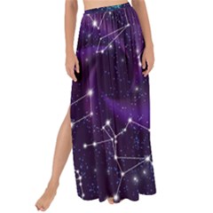 Realistic Night Sky Poster With Constellations Maxi Chiffon Tie-up Sarong by Ket1n9