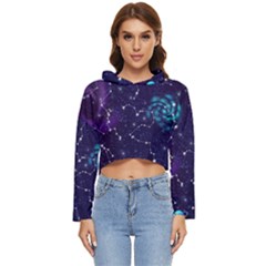 Realistic Night Sky Poster With Constellations Women s Lightweight Cropped Hoodie by Ket1n9