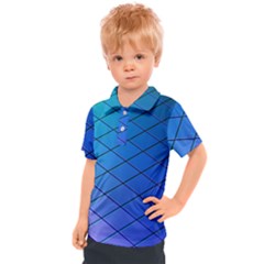 Blue Pattern Plain Cartoon Kids  Polo T-shirt