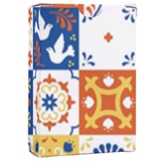 Mexican Talavera Pattern Ceramic Tiles With Flower Leaves Bird Ornaments Traditional Majolica Style Playing Cards Single Design (rectangle) With Custom Box by Ket1n9
