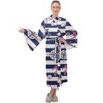 Seamless Marine Pattern Maxi Velvet Kimono
