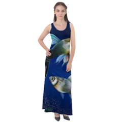 Marine Fishes Sleeveless Velour Maxi Dress by Ket1n9