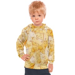 Cheese Slices Seamless Pattern Cartoon Style Kids  Hooded Pullover by Ket1n9