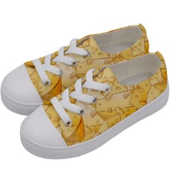 Cheese Slices Seamless Pattern Cartoon Style Kids  Low Top Canvas Sneakers by Ket1n9