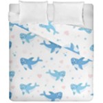 Seamless Pattern With Cute Sharks Hearts Duvet Cover Double Side (California King Size)