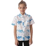 Seamless Pattern With Cute Sharks Hearts Kids  Short Sleeve Shirt