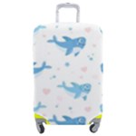 Seamless Pattern With Cute Sharks Hearts Luggage Cover (Medium)
