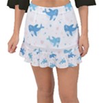 Seamless Pattern With Cute Sharks Hearts Fishtail Mini Chiffon Skirt