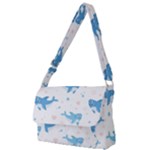 Seamless Pattern With Cute Sharks Hearts Full Print Messenger Bag (S)
