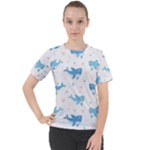 Seamless Pattern With Cute Sharks Hearts Women s Sport Raglan T-Shirt