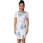 Seamless Pattern With Cute Sharks Hearts Fitted Knot Split End Bodycon Dress