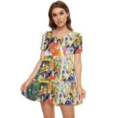 Multicolor Anime Colors Colorful Tiered Short Sleeve Babydoll Dress by Ket1n9