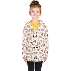 Pattern With Butterflies Moths Kids  Double Breasted Button Coat by Ket1n9