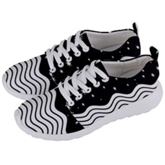Black And White Waves And Stars Abstract Backdrop Clipart Men s Lightweight Sports Shoes by Hannah976