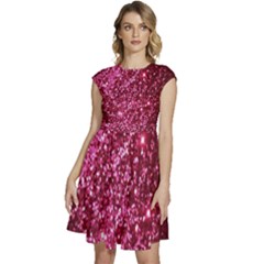 Pink Glitter Cap Sleeve High Waist Dress by Hannah976