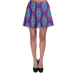 Red Blue Bee Hive Pattern Skater Skirt by Hannah976