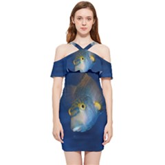 Fish Blue Animal Water Nature Shoulder Frill Bodycon Summer Dress by Hannah976