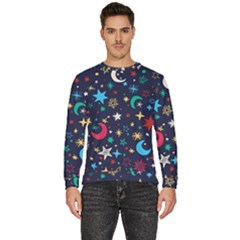 Colorful Background Moons Stars Men s Fleece Sweatshirt by Ndabl3x