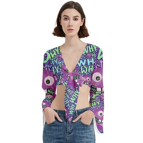 Why Not Question Reason Trumpet Sleeve Cropped Top by Paksenen