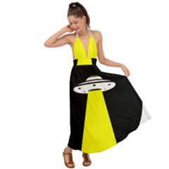 Ufo Flying Saucer Extraterrestrial Backless Maxi Beach Dress