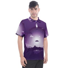 Ufo Illustration Style Minimalism Silhouette Men s Polo T-shirt by Cendanart