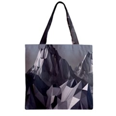 Gray Mountain Illustration Grey Mountain Digital Zipper Grocery Tote Bag by Cendanart