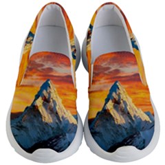 Snow Capped Mountain Himalayas Clouds Landscape Nature Kids Lightweight Slip Ons by Cendanart