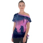 Beeple Astronaut Spacesuit 3d Digital Art Artwork Jungle Off Shoulder Tie-Up T-Shirt