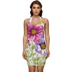 Flourish Colours Invitation Sleeveless Wide Square Neckline Ruched Bodycon Dress by Bedest