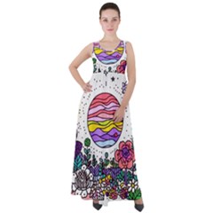 Rainbow Fun Cute Minimal Doodles Empire Waist Velour Maxi Dress by Bedest
