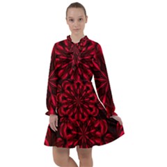 Kaleidoscope Template Red Abstract All Frills Chiffon Dress by Grandong