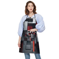 3d Back Red Abstract Pattern Pocket Apron by Grandong
