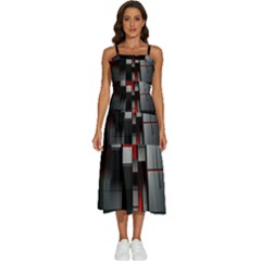 3d Back Red Abstract Pattern Sleeveless Shoulder Straps Boho Dress by Grandong